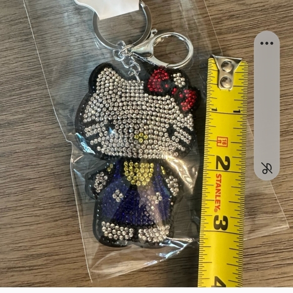Sandro Hello Kitty Puffy Tassle Rinestone Keychain, Purse, Fab Blue - Picture 4 of 5